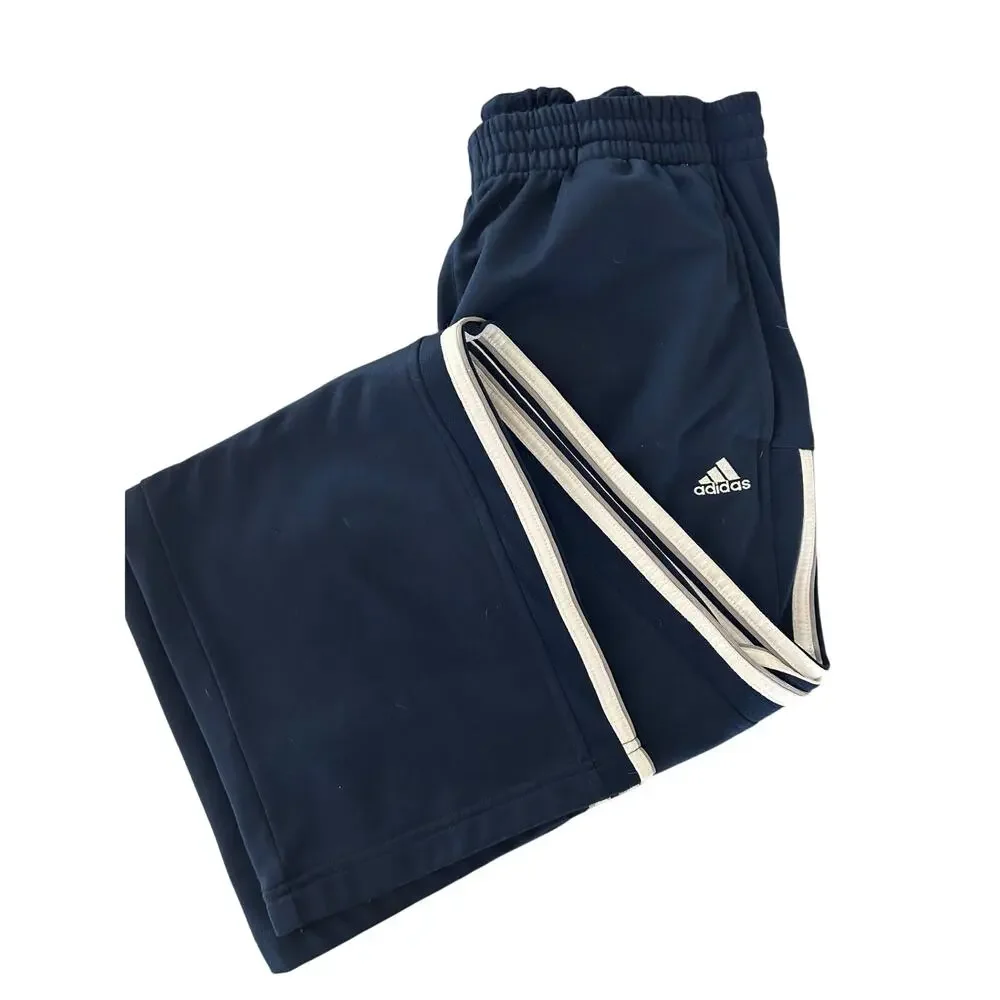 Adidas Track Pants Mens Blue White Stripe Y2K Retro Athletic Straight Vintage